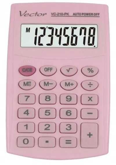 Men's Vector Vector KAV VC-210 PK pocket skaičiuotuvas, 8 digits, 64x98.5 mm, light pink