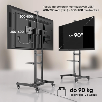 Laikiklis TV SET ACC MOBILE STAND/50-90"/Juodas TS1891-B ONKRON