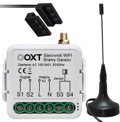 Tuya – vieno kanalo WiFi vartų valdiklis su antena ir jutikliu – Android / iOS programėlė – OXT T211G