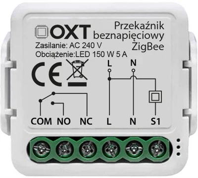 Tuya – vieno kanalo mini be įtampos relė – ZigBee – Android/iOS programa – OXT T250