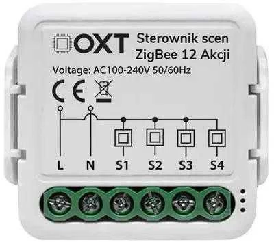 Tuya - 4 kanalų mini ZigBee scenų valdiklis - 12 veiksmų - 230V - OXT T254