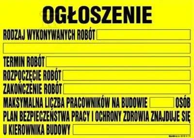 Statybos informacinė lentelė su vietomis įrašams