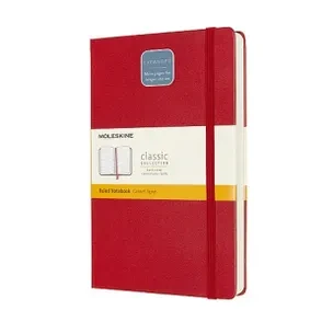 Moleskine MOLESKINE Classic L sąsiuvinis (13x21 cm), su pamušalu, kietu viršeliu, raudona raudona, 400 puslapių, raudona