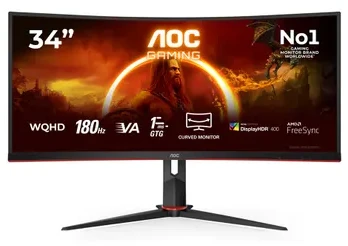 Žaidimų monitorius AOC CU34G2XP/BK, 34", WQHD Curved /3440 x 1440, VA, 180 Hz, 1 ms/ FreeSync Prem/HDR400