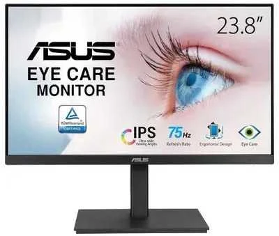 ASUS 23.8? 1080P MONITORIUS (VA24EQSB) – FULL HD, IPS, 75HZ, VIDUOTI GARSIAKARIAUSIAI, AKIŲ PRIEŽIŪRA, ŽEMAS Mėlyno ŠVIESA, BE BIRGOJIMO, MONTAVIMAS VESA, AUKŠČIO REGULIAVIMAS, BE RĖMŲ, EKRANAS, USB TRANSPORTAS, HDMI, VGA