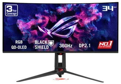 ASUS ROG Swift OLED PG34WCDN computer monitorius 86.4 cm (34") 3440 x 1440 pikselių Wide Quad HD QD-OLED Juodas