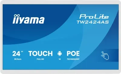 Monitorius Iiyama tw2424as-w3p signage display interaktywny płaski panel 60,5 cm (23.8") lcd wi-fi 450 cd/m2 full hd balta ekran dotykowy procesor įmontuotas android 24/7