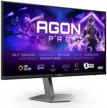 Kompiuterio monitorius AOC AGON PRO AG276QZD2 26,7" 2560 x 1440 px Quad HD QD-OLED Pilkas