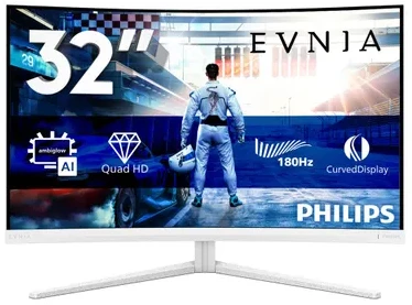 Monitorius „Mmd Monitors“ ekranai „PHILIPS“ 31,5 colio 2560x1440 VA lenktas 1500R 130 mm „EVNIA 5000 Ambiglow“ lenktas QHD 2K 180Hz greitas VA 1 ms GtG HDR10