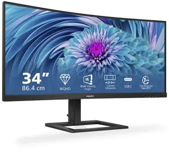 Monitorius Philips 346E2CUAE, 34" UWQHD (3440x1440) lenktas VA 1500R, 21:9, 100Hz, USB-C 65W, garsiakalbiai, reguliuojamas stovas