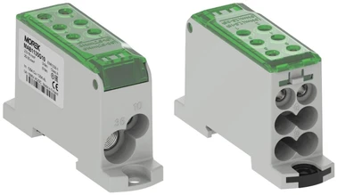 MOREK Paskirstymo blokas OJL135A žalias AL/CU in:1x2.5-35mm2 /1x2.5-10mm2 out: 4x2.5-16mm2/2x2.5-10mm2 1000V MAB1135G10