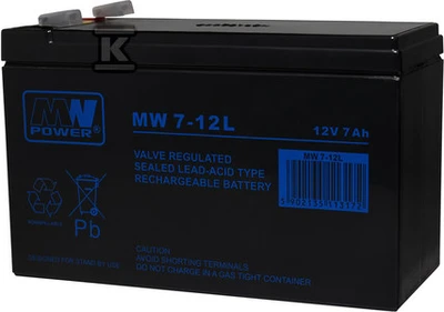Mw Power MWPower MW 12V 7Ah F2(250) AGM akumuliatorius, 6-9 metai