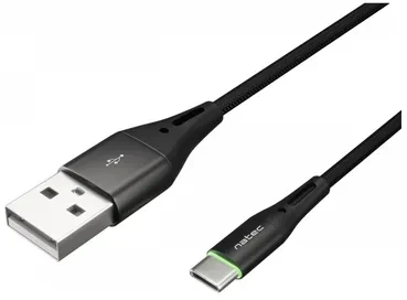 NATEC Cable USB-C/A 2.0 1m prati led juodas nylon