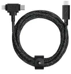 „Native Union Belt Cable Duo Pro 240W“ – USB-C – USB-C / „Lightning“ laidas, 2,4 m (cosmos)