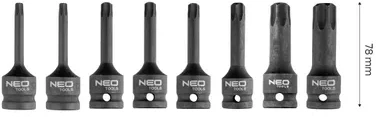 Neo Tools Rinkinys 8 TORX smūginių galvučių rinkinys