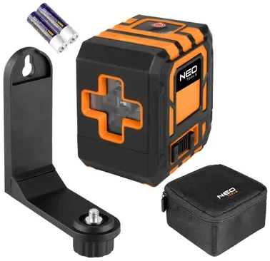 Neo Tools 20 m kryžminis lazeris su dėklu ir magnetiniu laikikliu, raudonas