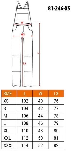 Neo Tools Ogrodniczki PREMIUM darbo kombinezonas, 62% medvilnės, 35% poliesterio, 3% elastano, XS dydis
