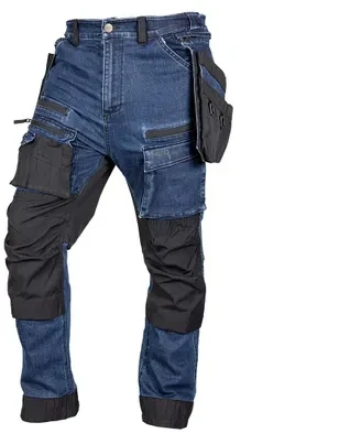 Neo Tools Kelnės Džinsinės darbo kelnės, su Cordura sutvirtinimais, nuimamomis kišenėmis, tamsiai mėlynos, XXXL dydis