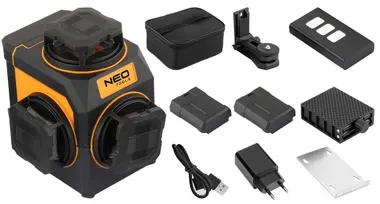 Neo Tools lazerinis 3D lazeris, 12 linijų, žalias, dėklas, magnetinis laikiklis