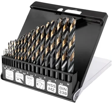 Grąžtas Neo Tools Wiertła HSS-CNC metalo grąžtai, 124°, „Pro-Tec“, 1,0–10,0 mm, 19 vnt. rinkinys