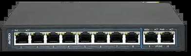 Šakotuvas Nevaldomas komutatorius 10xRJ45 - 8 RJ45 PoE+ 1Gb/s prievadai + 2 RJ45 Uplink 1Gb/s prievadai (energijos sąnaudos 96W) AVIZIO