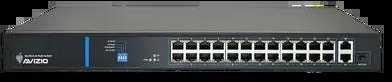 Šakotuvas Nevaldomas komutatorius (jungiklis) 24 RJ45 PoE+ 100Mb/s prievadai + 2 RJ45 Uplink 1Gb/s prievadai (galios sąnaudos 250W) AVIZIO