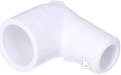 Nibco Alkūnė 410-005, PVC-U, 1/2″x90°, išor. srieg./klij. vidus