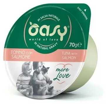 Kačių maistas - Oasy More Love Tuna with lašiša šlapias kačių maistas 70g