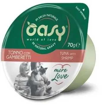 Maisto produktai - Oasy More Love Tuna su krevetėmis šlapias maistas 70g