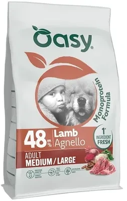 Šunų maistas - Oasy One Animal Protein Adult Medium/Large ėriena 10kg