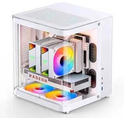 Jonsbo TK-1 2.0 Micro-ATX kompiuterio korpusas, Tempered Glass – baltos spalvos