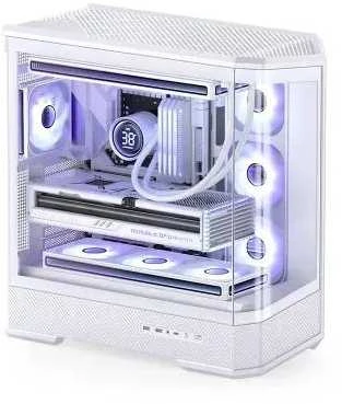 Jonsbo D400 PC-kompiuterio korpusas, Midi Tower, ATX, Tempered Glass – baltos spalvos