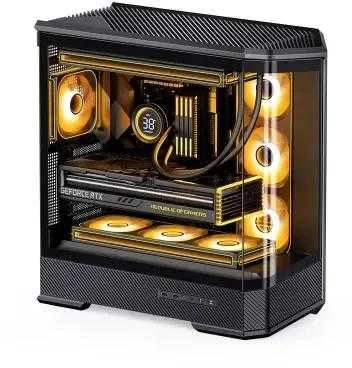 Jonsbo D400 PC-kompiuterio korpusas, Midi Tower, ATX, Tempered Glass – juodos spalvos