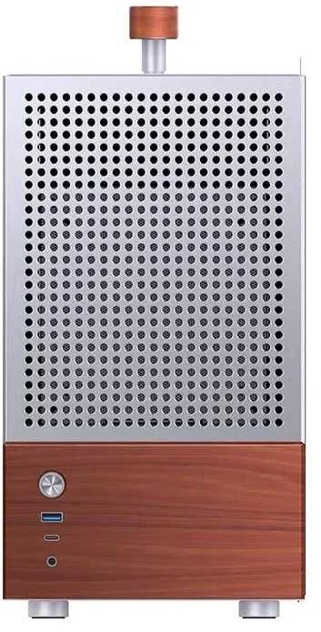Jonsbo T6 kompiuterio korpusas, Mini-Tower, Mini-ITX, grūdintas stiklas, mediena – Sidabrinis