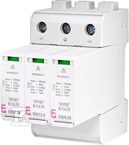 Eti-Polam PV viršįtampių ribotuvas, 1 tipas T2 (B, C klasė) ETITEC M T12 PV 1100/12.5 Y 002440511