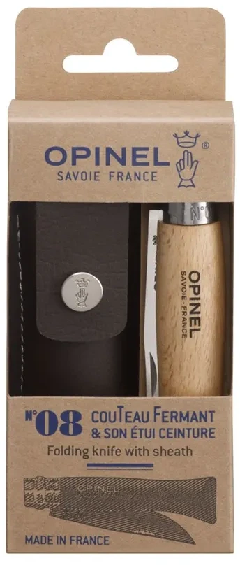 Opinel Nr 8 nerūdijančio plieno peilis + apvalkalas