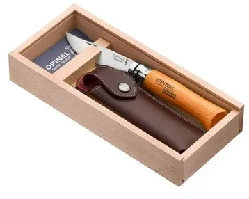 Kišeninis peilis OPINEL Nr. 08 Carbon su dėklu medinėje dėžutėje