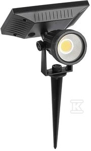 V-tac 2W LED įsmeigiamas lauko šviestuvas, juodas, 6400K, IP65, su saulės baterija