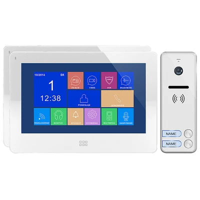 Orno Rinkinys Dviejų šeimų vaizdo domofono rinkinys, spalvotas be ragelio, 7 colių LCD jutiklinis ekranas, OSD meniu, atmintis, SD kortelės lizdas, vaizdo registratorius, vartų valdymas, baltas, FELIS MEMO MULTI2