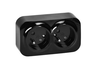 Orno Dvigubas „ToDo“ lizdas 2x2P+Z, 16A/230VAC, IP20, juodas