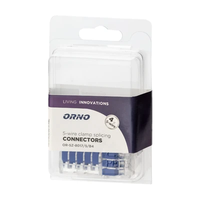 Orno Złączka 5 laidų kompresinė instaliacinė jungtis; bet kokiam 0,75–4 mm² laidui; IEC 450 V / 32 A; 4 vnt. lizdinėje pakuotėje.