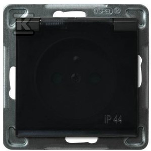 Ospel Socket Sonata atsparus purslams su įžeminimu ir žaliuzių dūmų sklende juodas metalas (GPH-1RZP/m/33/d)