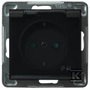 Ospel Socket Sonata purslams atsparus schuko su langinėmis, juodos metalinės spalvos dūmų sklendėmis (GPH-1RSP/m/33/d)