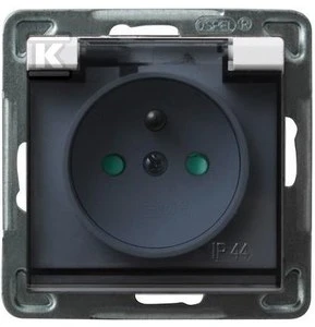 Ospel Socket Sonata purslų nepraleidžiantis schuko su langinėmis, baltos spalvos dūmų sklendėmis (GPH-1RSP/m/00/d)