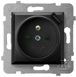 Ospel Lizdas viengubas Aria GP-1UZPUSB/m/33 su įžeminimu, sklendėmis ir USB įkrovikliu 2.1A, metalinis