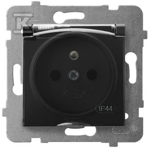 Ospel ARIA Purslams atsparus lizdas su IP44 skaidriu dangteliu juodas metalinis GPH-1UZ/m/33/d