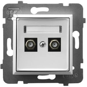 Ospel ARIA Antenos lizdas F tipo dvigubas baltas GPA-2UF/m/00