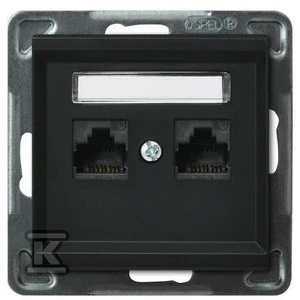 Ospel Sonata dvigubas kompiuterio lizdas 2xRJ45 cat.5e juodas metalinis (GPK-2R/K/m/33)