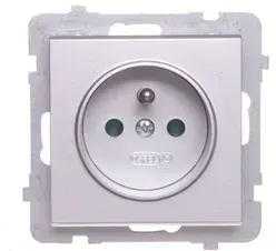 Ospel Vieno lizdo lizdas Sonata sidabrinis matinis be 16A IP20 su langinėmis (GP-1RZP/m/38)