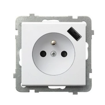 Ospel Lizdas single Sonata GP-1RZPUSB/m/33 su įžeminimu, sklendėmis ir USB įkrovikliu 2.1A, metalizuotas